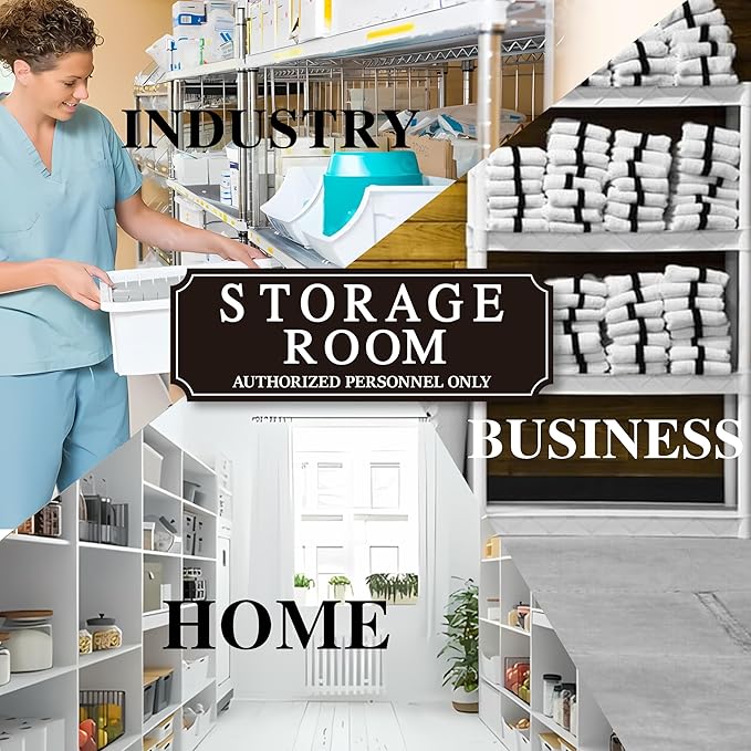 Storage Room Door Sign for Business and Home, Self-Adhesive Durable Modern Storage Room Sticker, Authorized Personnel Only Signs for Industry, Hospital, Restaurants, Private Area