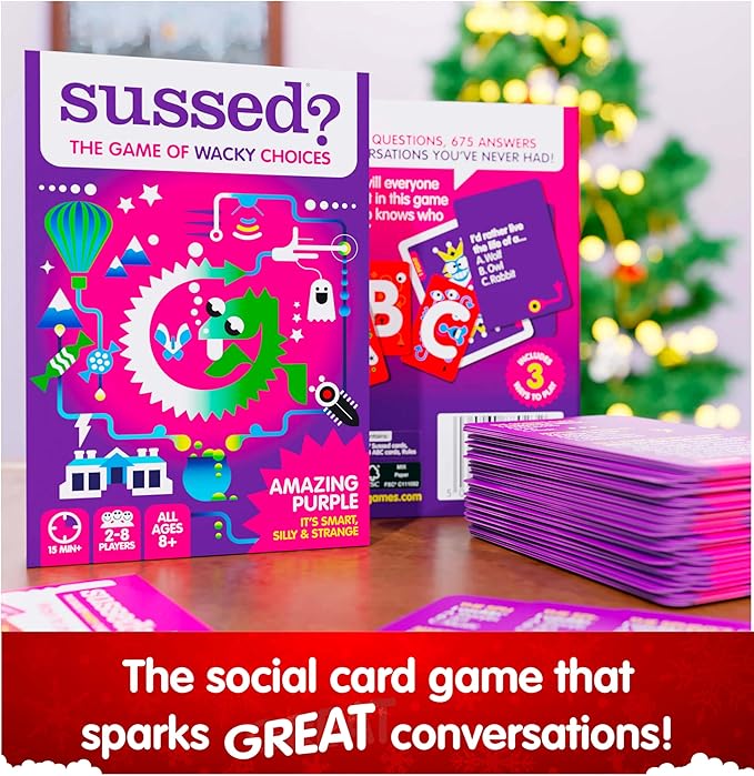 SUSSED The Wacky 'What Would You Do?' Card Game - Ages 8+, 2-8 Players - Kids Stocking Stuffer for Girls, Boys, Tweens - 15-30 Min Playtime - Purple Pack