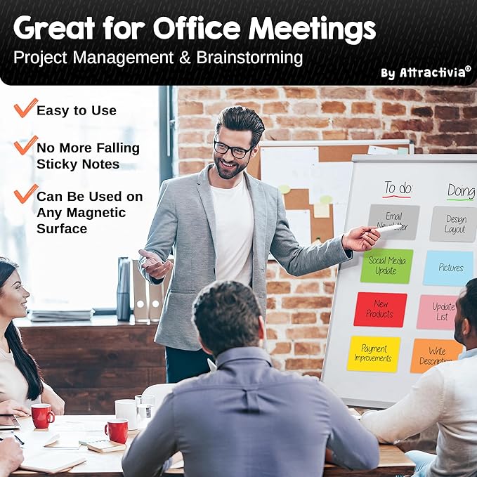 Attractivia Dry Erase Magnetic Labels 5.6 x 3.7 in, Solid Colors, Large Dry Erase Magnets, 36-Pack, Colored Erasable Write-On All-Purpose Labels, for Office, Education, Home, Whiteboard