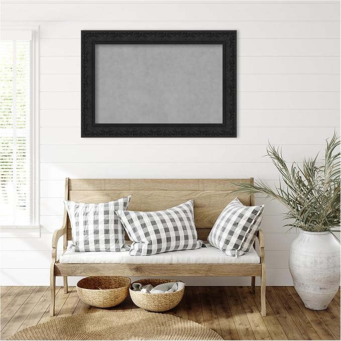 Amanti Art Black Framed Magnetic Board 27x39 Large Vision Board for use with Magnets, 100% Metal Sheet to Display Items as Office Decor or for Home Organization in mudroom, Kitchen or Kids Room
