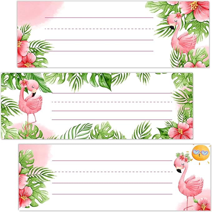 Name Tags for Classroom Desks, Flamingo Theme Students Name Plates, Tropical Name Labels for School Classroom Students Desks Teaching Supplies, Back to School Classroom Decor, 30 Pack (12)