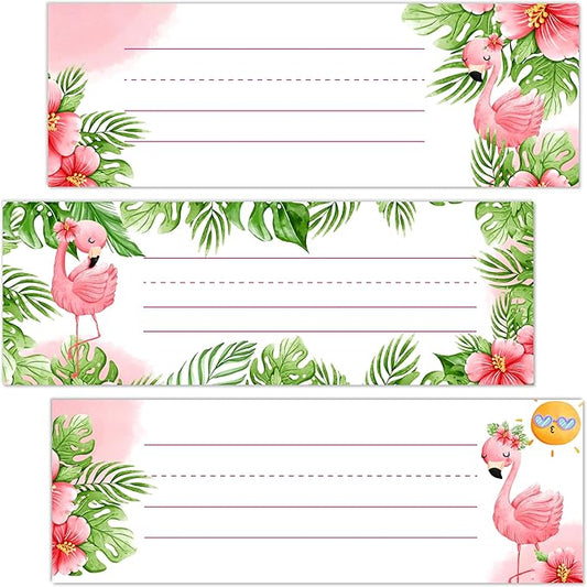 Name Tags for Classroom Desks, Flamingo Theme Students Name Plates, Tropical Name Labels for School Classroom Students Desks Teaching Supplies, Back to School Classroom Decor, 30 Pack (12)