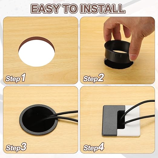 PATIKIL 2.8inch Desk Grommet, 6Pcs Cable Grommet Wire Management Cable Hole Cover Cord Organizer for Office Home Table Countertop, Black/White Black/Red Black/Grey