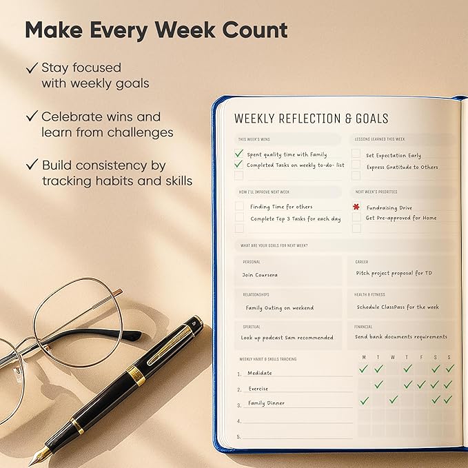 Daily Planner 2026 (5" x 8") - The Ultimate Daily Workflow Planner with Hourly Schedule & Task List to Achieve Your Goals by PRODUCTIVITY STORE (A5, Navy Blue)
