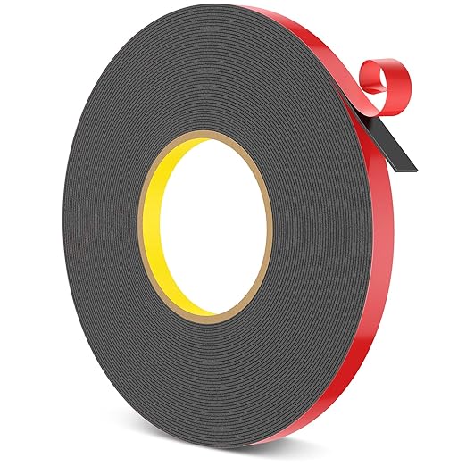 HitLights Double Sided Tape Heavy Duty, 1/2 in x 50 ft, Adhesive Mounting Tape Waterproof, Strong Double Stick Foam Tape for Walls Poster Automotive Outdoor Home (Pack of 1)
