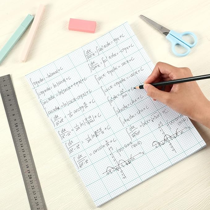 Ctosree 3 Pcs 8.5 x 11 Quadrille Pads 10 Squares Per Graph Paper Pad Back to School Engineer Grid Paper Pad for School Supplies 50 Sheets/Pack