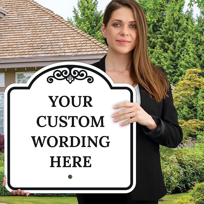 Custom Decorative Sign, Personalized Metal Sign for Business, Driveway, Home, Airbnb, Office Door Plaque,Black Border Sign, 24x24 Inches, ACM, Fade Resistant, Made in USA by Sigo Signs