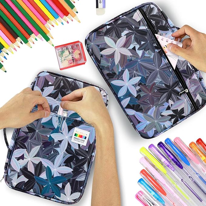 YOUSHAERS 300 Slots Pencil Case - Color Pencil Case Organizer Pen Case with Multilayer Holder for Prismacolor Colored Pencils & Gel Pen (Leaves)