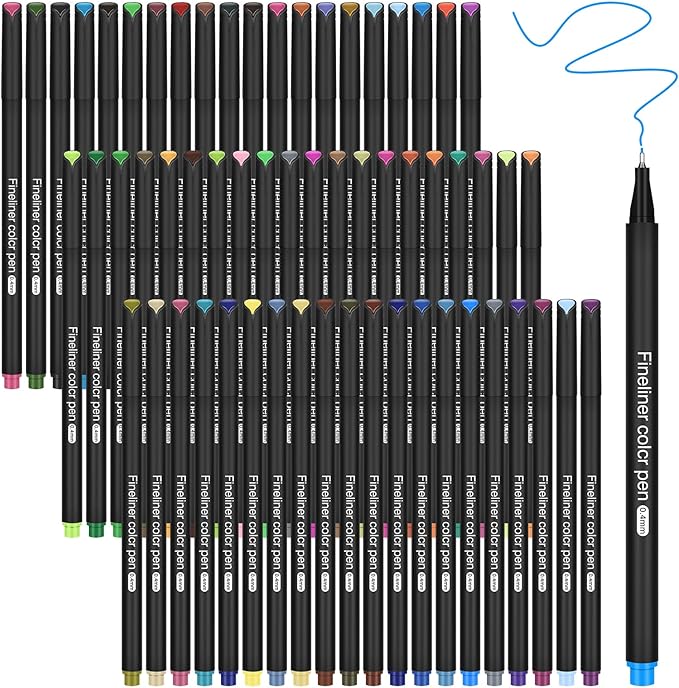 huesamhi Colored Pens for Journaling, Planning Bullet Journals Fineliner Felt Tip Fine Point Marker Pens 60 Vibrant Colors - Premium Writing planner accessories