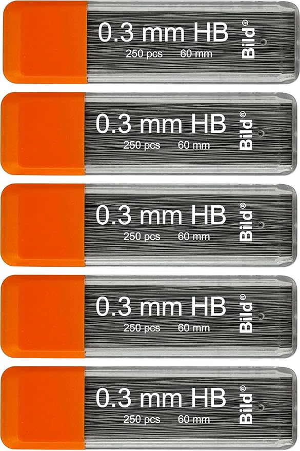 Bild Premium 1250 Leads of 0.3 mm HB Mechanical Pencil Lead Refills (HB Mega, 0.3 mm)