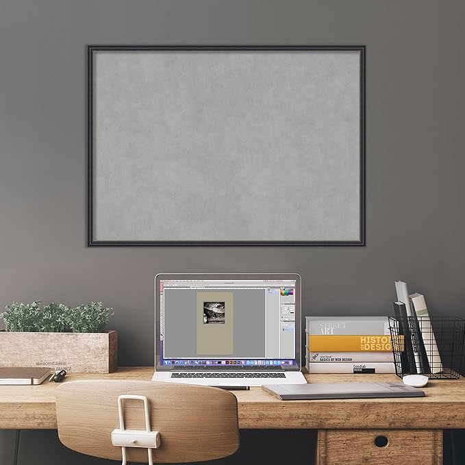 Amanti Art Black Framed Magnetic Board 21x29 Medium Vision Board for use with Magnets, 100% Metal Sheet to Display Items as Office Decor or for Home Organization in mudroom, Kitchen or Kids Room