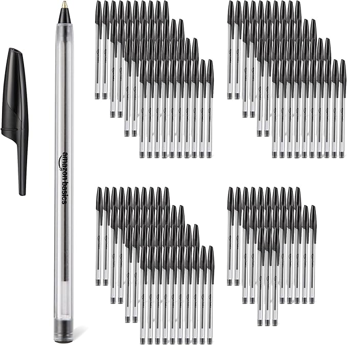 Amazon Basics Ballpoint Pens, 1.0mm, Black, 144 Pack