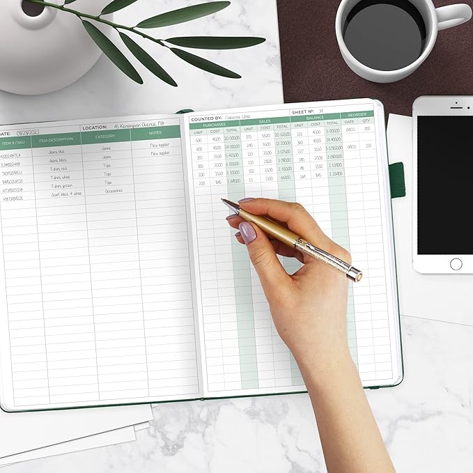 Clever Fox Inventory & Sales Log Book for Small Business – Inventory Ledger Book, Inventory Notebook, Order Tracker Book for Purchases, Sales & Reorders – Undated, Hardcover, A5, Dark Green