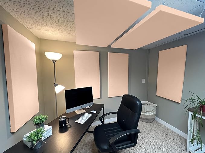 ATS Acoustics Home Office Residential Acoustic Treatment Room Kit Sound Absorbing Acoustic Panel 6 Pack for 50-100 Sq Ft (Tan)