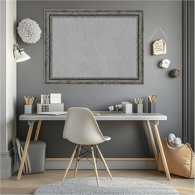 Amanti Art Black Framed Magnetic Board 24x32 Medium Vision Board for use with Magnets, 100% Metal Sheet to Display Items as Office Decor or for Home Organization in mudroom, Kitchen or Kids Room