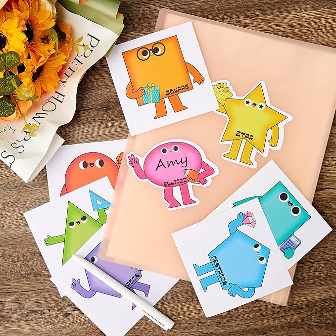 Henoyso 108 Pcs Shape Desk Name Tags for Classroom Wall Decor Back to School Locker Name Tags for Kindergarten, Preschool, 1st, 2nd & 3rd Grade Teacher Nameplates for Student
