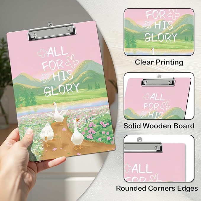 APIILVPQ Silly Goose Clipboard，Bible Verse Clipboards with Low Profile Clip for Office School Use, Christian Wooden Clip Boards for Nurses Teachers Students - B05