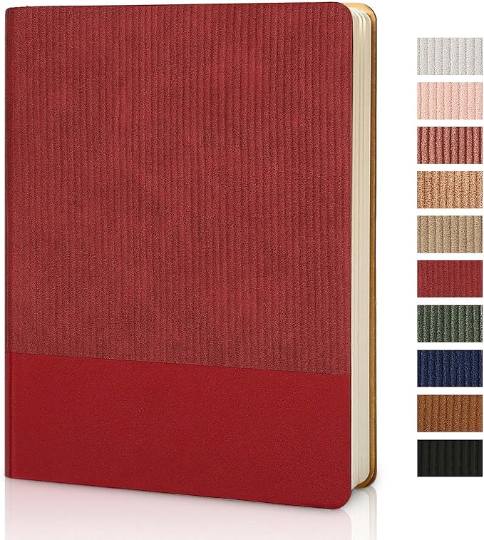 TSFPapier Lined Journal Notebook for Work College Ruled Note Book 7.2"x9.6" B5 PU Leather Daily Journaling 160 Pages for Women Men Writing Home School Supplies Business (Red)