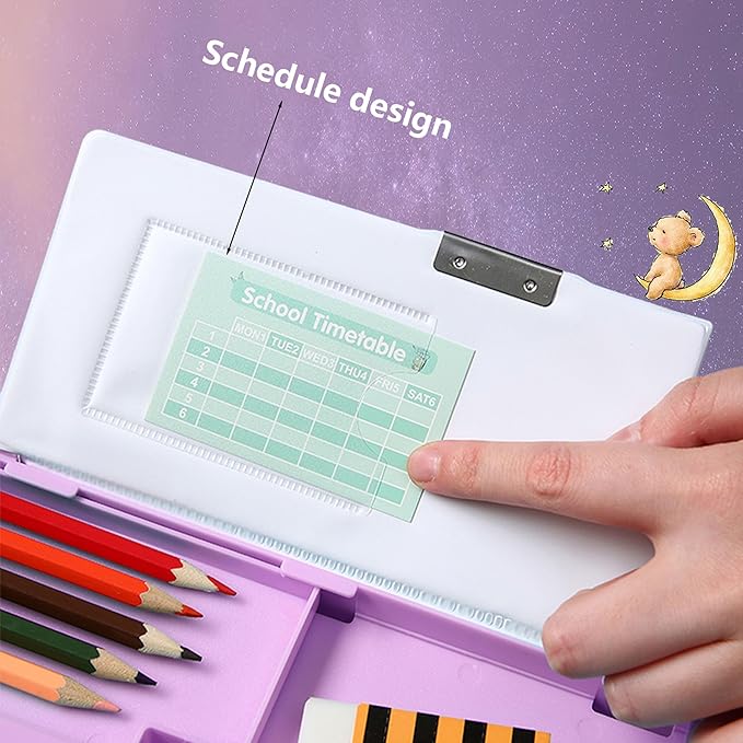 Pop Up Multifunction Pencil Case, Cute Cartoon Pen Box Organizer Stationery with Calculators, Sharpener, Schedule, School Supplies, Best Birthday Gifts for Kids