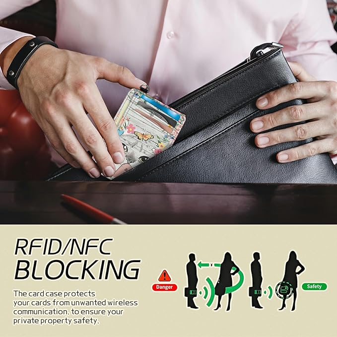 BWEGRHE Small Travel Wallets, Cat Flowers Slim Minimalist Front Pocket Wallet with Wristlet, RFID Blocking PU Leather Credit Card Holder with ID Window Change Purse for Men Women
