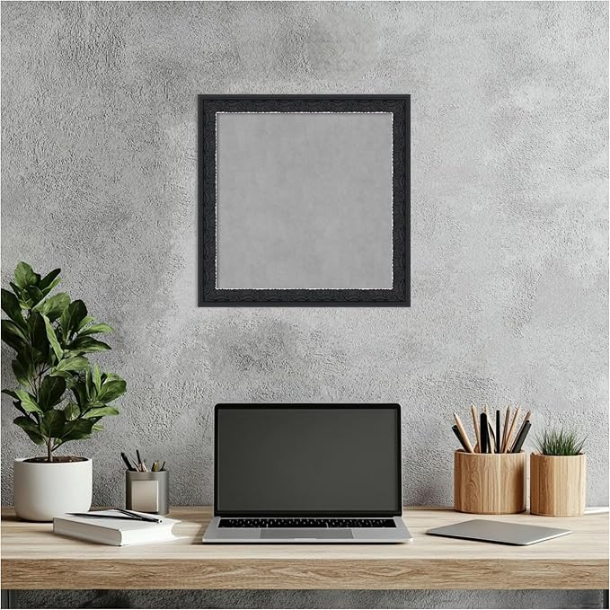 Amanti Art Black Framed Magnetic Board 14x14 X-Small Vision Board for use with Magnets, 100% Metal Sheet to Display Items as Office Decor or for Home Organization in mudroom, Kitchen or Kids Room