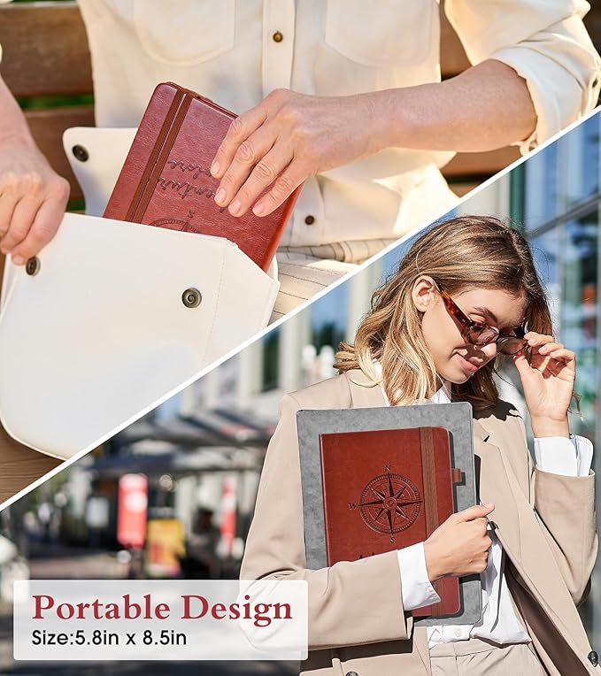 PAIBAS Lined Journal Notebook for Women Men, 160 Pages, A5 Hardcover Vintage Leather Journaling Notebooks for Work, School, Note Taking, Travel, Bible Study, Daily Diary for Writing 5.8"x8.5" (Brown)