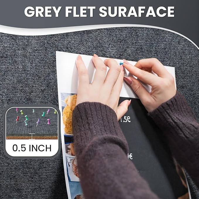 36"x24" Lockable Enclosed Bulletin Board, Outdoor Flet Weather-Resistant Aluminum Frame Notice Board, Wall Mounted Display Case Acrylic Doors for School,Office,Black Frame w/Grey Flet