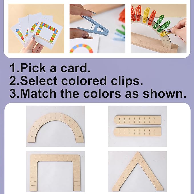 Dementia Activities for Seniors - Wooden Color Matching Clip Game Designed for Alzheimers Elderly, Activities & Memory Games for Dementia Seniors Patients