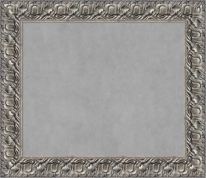 Amanti Art Silver Framed Magnetic Board 26x30 Medium Vision Board for use with Magnets, 100% Metal Sheet to Display Items as Office Decor or for Home Organization in mudroom, Kitchen or Kids Room