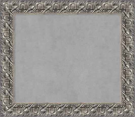 Amanti Art Silver Framed Magnetic Board 26x30 Medium Vision Board for use with Magnets, 100% Metal Sheet to Display Items as Office Decor or for Home Organization in mudroom, Kitchen or Kids Room
