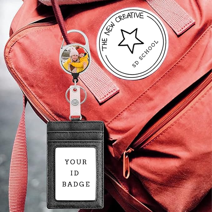 Personalized Retractable ID Badge Holder Clip, Customized Badge Reel with Key Ring Hook for Office Worker, Medical MD RN, Nurse, Doctor, Teacher, Student,1 to 100 Bluk Packs