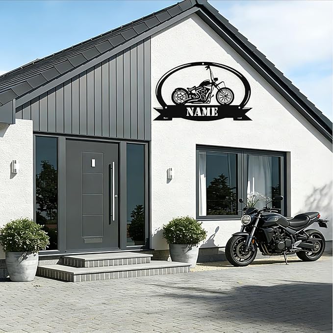 Custom Motorcycle Metal Sign Personalized Biker Name Signs Custom Garage Motorbikes Wall Art Motorcycle Sign Men Room Decor Gifts for Men Husband Rider