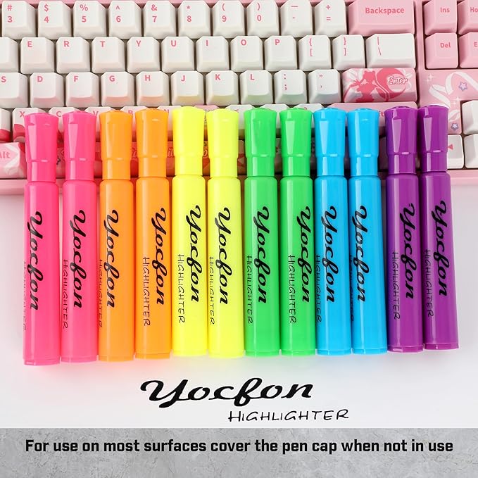 Yocfon Highlighters 90 Pack, Chisel Tip, Tank Style Highlighters Assorted Fluorescent Colors, 6 Bright Colors Highlighter Markers for Coloring, Highlighting as School Supplies