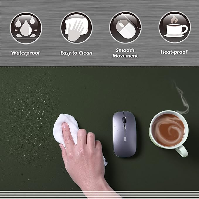 K KNODEL Desk Mat, Blotter, Dual-Sided Office Desk Pad, Waterproof Desk Mat for Desktop, Desk Blotters, PVC Leather Pad Protector (Dark Green, 31.5" x 15.7")