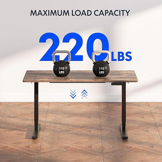 FlexiSpot E6 3-Stage Dual Motor Electric Standing Desk 48 x 30 Sit Stand Up Desk, Holds 220 lbs, Adjustable Height w/ Memory Presets, One-Piece Special Walnut Desktop & Black Frame, Ships in 2 Boxes