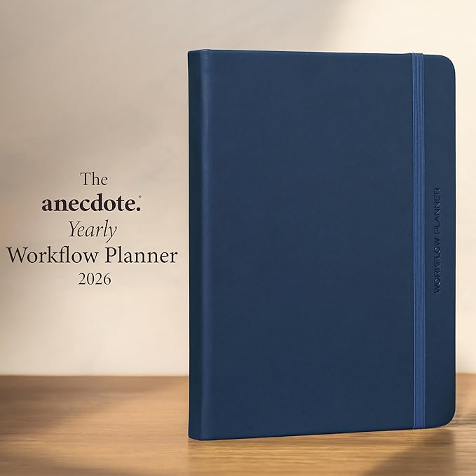 Anecdote 2026 Planner: 52 Week Daily Planner, Yearly, Monthly & Weekly Workflow for Planning Your Success – Vegan Leather Hardcover, Start Anytime & Achieve your Goals - Ocean Blue