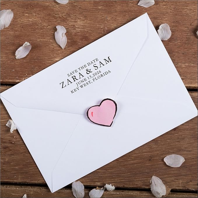 PrettySweetParty Self Inking Return Address Stamp - Custom 4 Line Personalized Address Stamp for Envelopes, Wedding Invitations, Business, Mailing Labels, Black Ink (All Serif)
