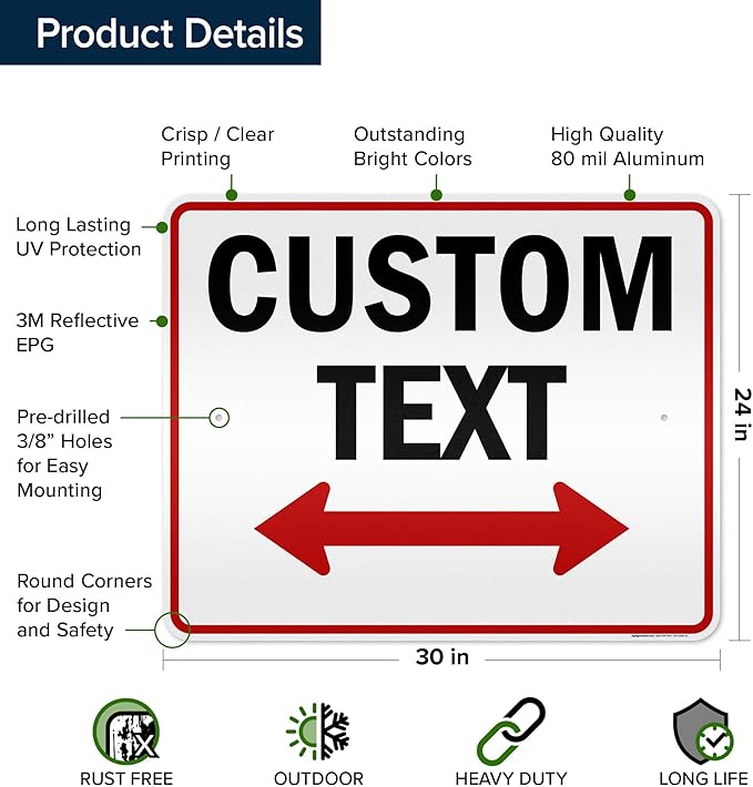 Custom Arrow,Custom Directional Sign, Two Way Arrow,24x30 Inches, 3M EGP Reflective, Rust Free .080 Aluminum, Fade Resistant, Made in USA by My Sign Center