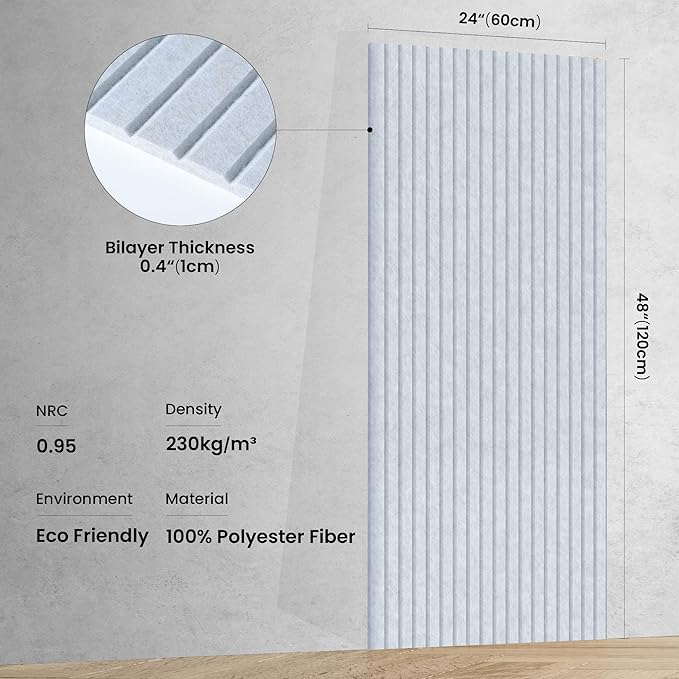 10 Pack Sound Proof Panels for Walls,48 x 24x 0.4 Inch Sound Deadening Panels,Large Acoustic Panels for Media Room, Office and Studio,Light Camel