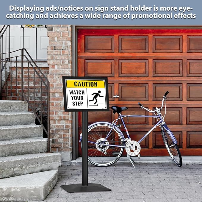 STANDNEE Heavy-duty 8.5x11 in Sign Stand Holder Floor Stand Sign, Poster Display Standing Signs with PVC Magnetic Frame & Heavy-duty pedestal, Black