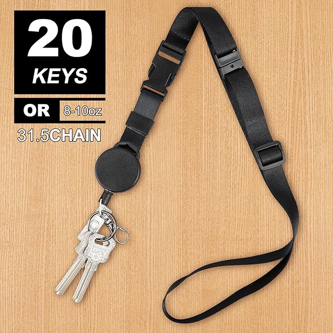 DELSWIN Heavy Duty Retractable Lanyard - 2 Pack Breakaway Lanyards for ID Badges Keys, Retractable Keychain with Upgraded Badge Reel, Lobster Clip, and Key Ring, 10 oz Retraction