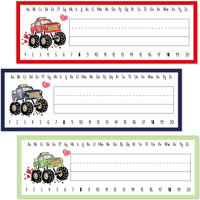Name Tags for Classroom Desks, Truck Theme Students Name Plates, Truck Bash Labels for School Students Desks, Teaching Supplies, Back to School Decor, 30 Pack (04)