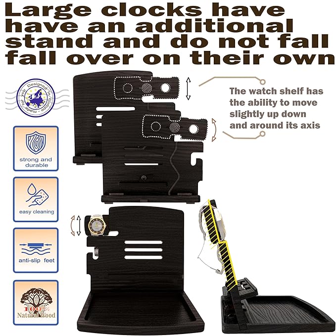 MED Wood Phone Docking Station – Nightstand Desk Organizer for Phone, Watch, Wallet & Tablet – Gift for Men, Husband, Dad & Women – Wooden Charging Stand with Key Holder (Black, Model 1)