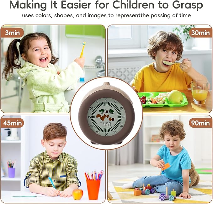 Visual Timer for Kids, 299-Minute Cute Kids Squirrel Timer, ADHD Autism Toddler Support, Visual Timer for Classroom, Homeschool Supplies Study Teaching Time Management Tool