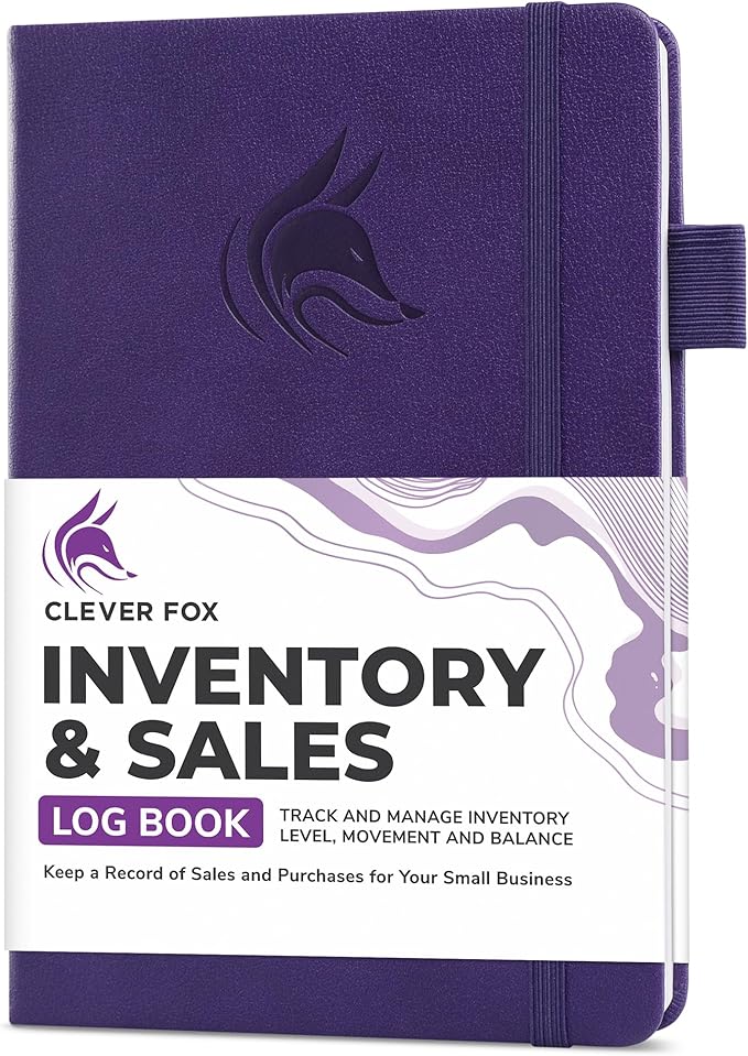Clever Fox Inventory & Sales Log Book for Small Business – Inventory Ledger Book, Inventory Notebook, Order Tracker Book for Purchases, Sales & Reorders – Undated, Hardcover, A5, Purple