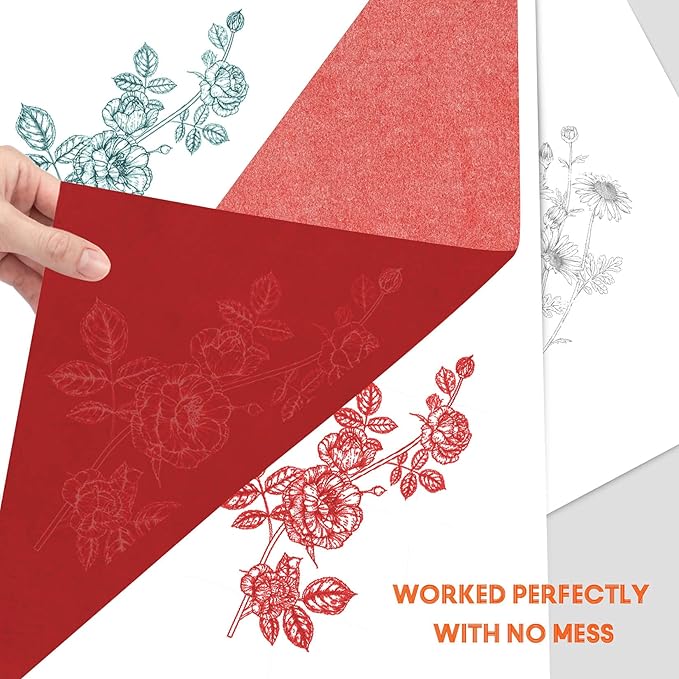Red Carbon Paper for Tracing Graphite Transfer-Paper - PSLER 30 Pcs Red Graphite Paper for Tracing Drawing Patterns on Wood Projects Canvas Fabric Artist Lettering Sketch Drawing A4 Size 8.5 X 11 Inch