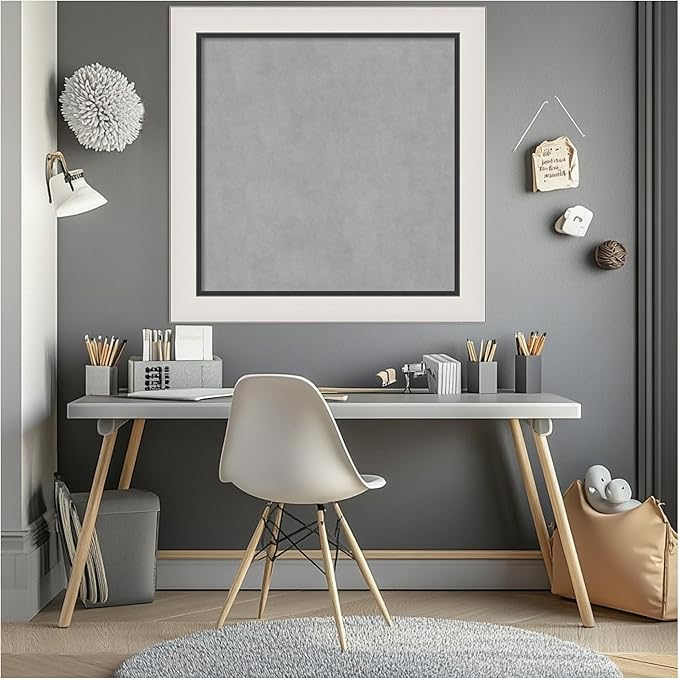 Amanti Art Silver Framed Magnetic Board 30x30 Medium Vision Board for use with Magnets, 100% Metal Sheet to Display Items as Office Decor or for Home Organization in mudroom, Kitchen or Kids Room