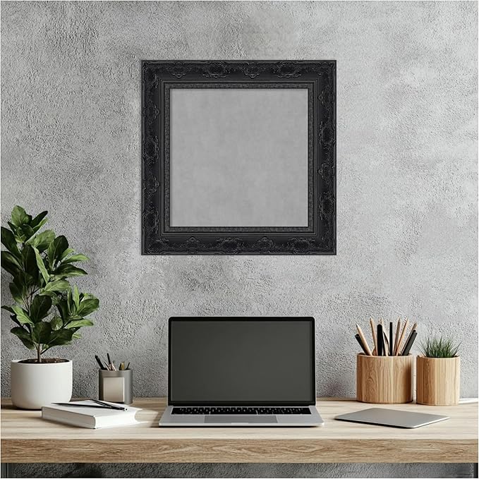 Amanti Art Black Framed Magnetic Board 16x16 X-Small Vision Board for use with Magnets, 100% Metal Sheet to Display Items as Office Decor or for Home Organization in mudroom, Kitchen or Kids Room