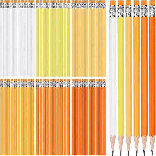 TecUnite 120 Pcs #2 HB Pencils with Eraser No 2 Unsharpened Wooden Hexagonal Pencils for Adults Gifts for School Exam art Learning Office Sketching(Orange Series)