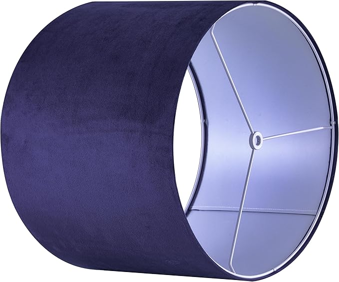 Dark Blue Velvet Drum Lamp Shade Modern Lampshade 13``Top×13``Bottom×10``High(Spider) Medium Lamp Shade for Table & Bedside Lamp Replacement Lampshades in Hand Crafted - By GO&SO